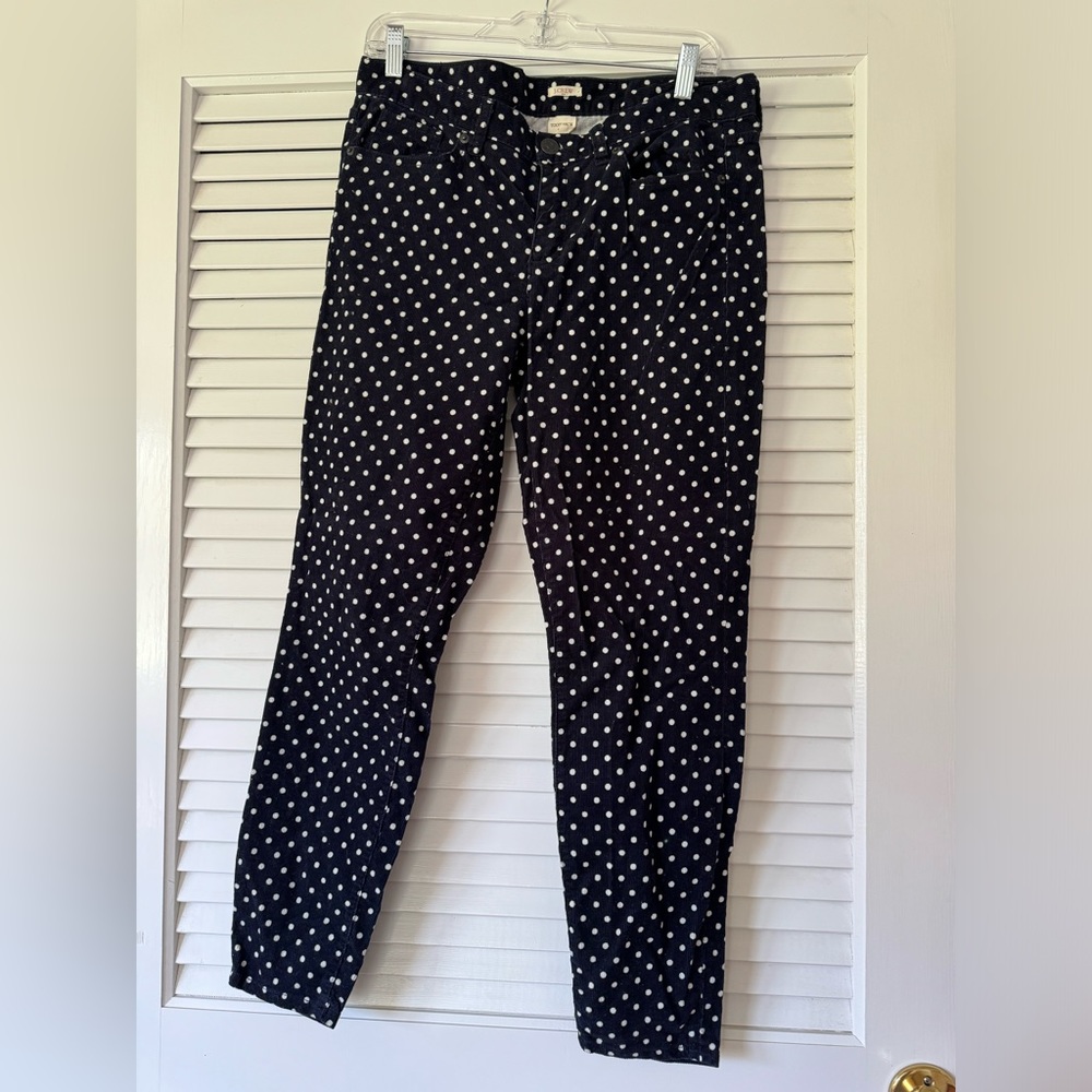 J Crew Corduroy Toothpick Polka Dot Pants